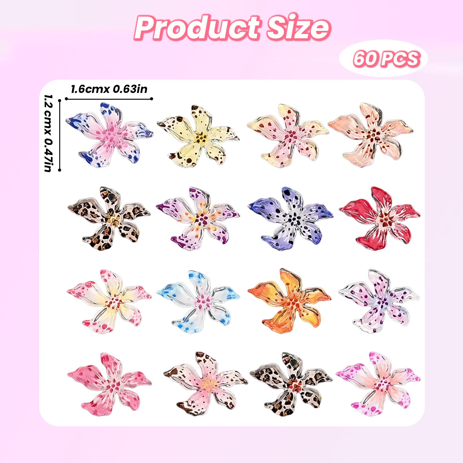 60 Pcs 3D Flower Nail Charms, Nail accessories, Summer Nail Jewellery, Ideal for Nail Art Manicure Decoration and DIY Nail Designs - Image 2