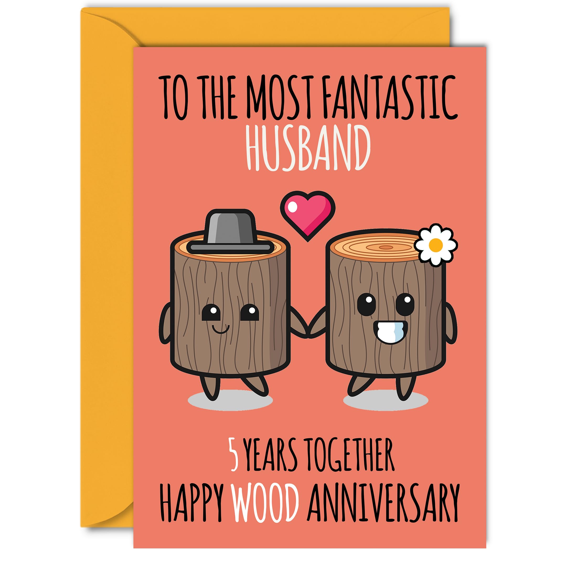 Premium Folded Card 8x5 3 Wood Anniversary Card For Him Her Funny 5th premium-folded-card-8x5-3-wood-anniversary-card-for-him-her-funny-5th