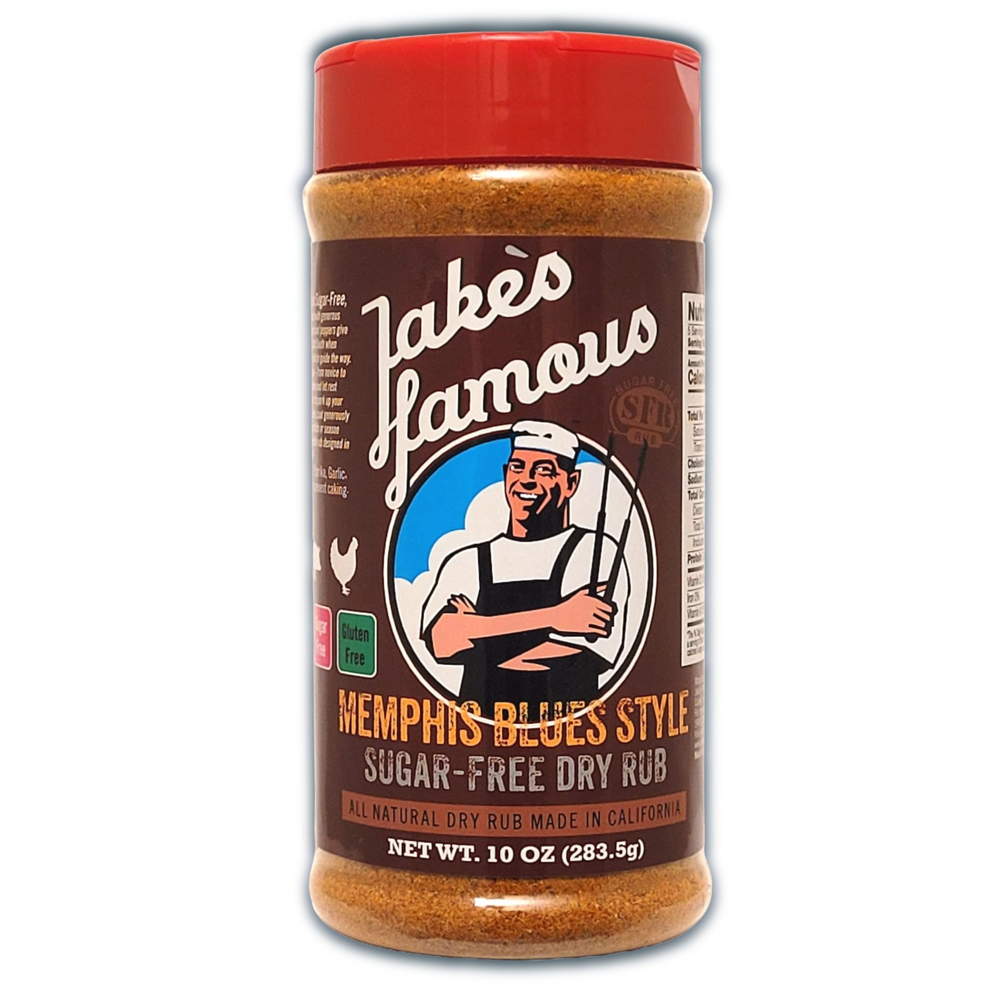 Jake’s Famous Memphis Rub, BBQ Rub 10 Oz Sugar Free, Gluten Free, Seasoning Mix for Ribs, Pork, Brisket, Beef, Classic Southern Barbecue Rub for