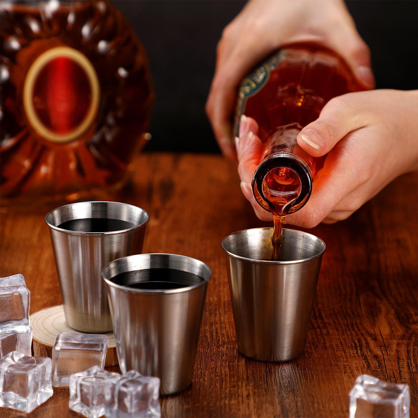 100 vasos de chupito de acero inoxidable de 2 onzas, vasos de metal pequeños irrompibles para espresso, whisky, bar, hogar, restaurante, camping, barware de regalo