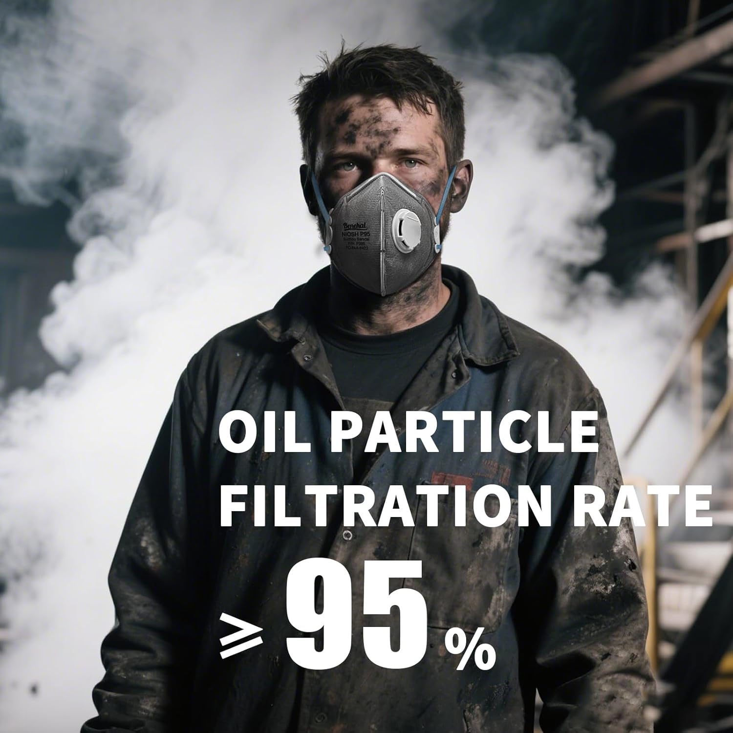benehal NIOSH-APPROVED P95 Face Masks 10 Pack, Carbon Layer For Odor Reduction, Features Exhalation Valve, Advanced Filter Media For Easy Breathing, Comfortable