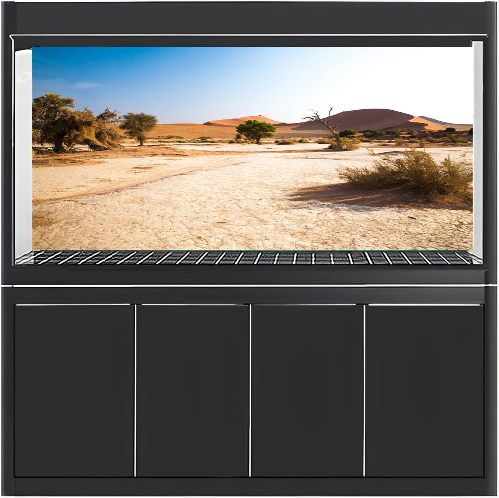 MIRRORANG 180x61cm Durable Vinyl Terrarium Background Blue Sky Mountain Huge Cactus Gobi Sun and Desert Reptile Habitat Background - Image 2