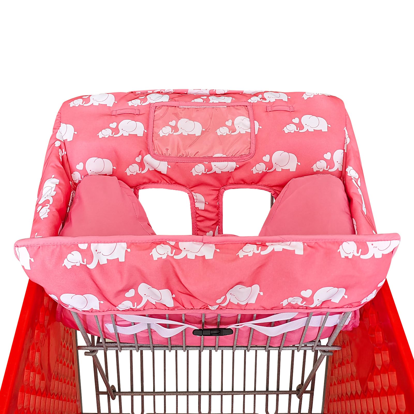 Cojín Suave 2 en 1 para Carrito de la Compra y Trona, Acolchado, Plegable, portátil, con Bolsa de Transporte Gratuita, Color Rosa