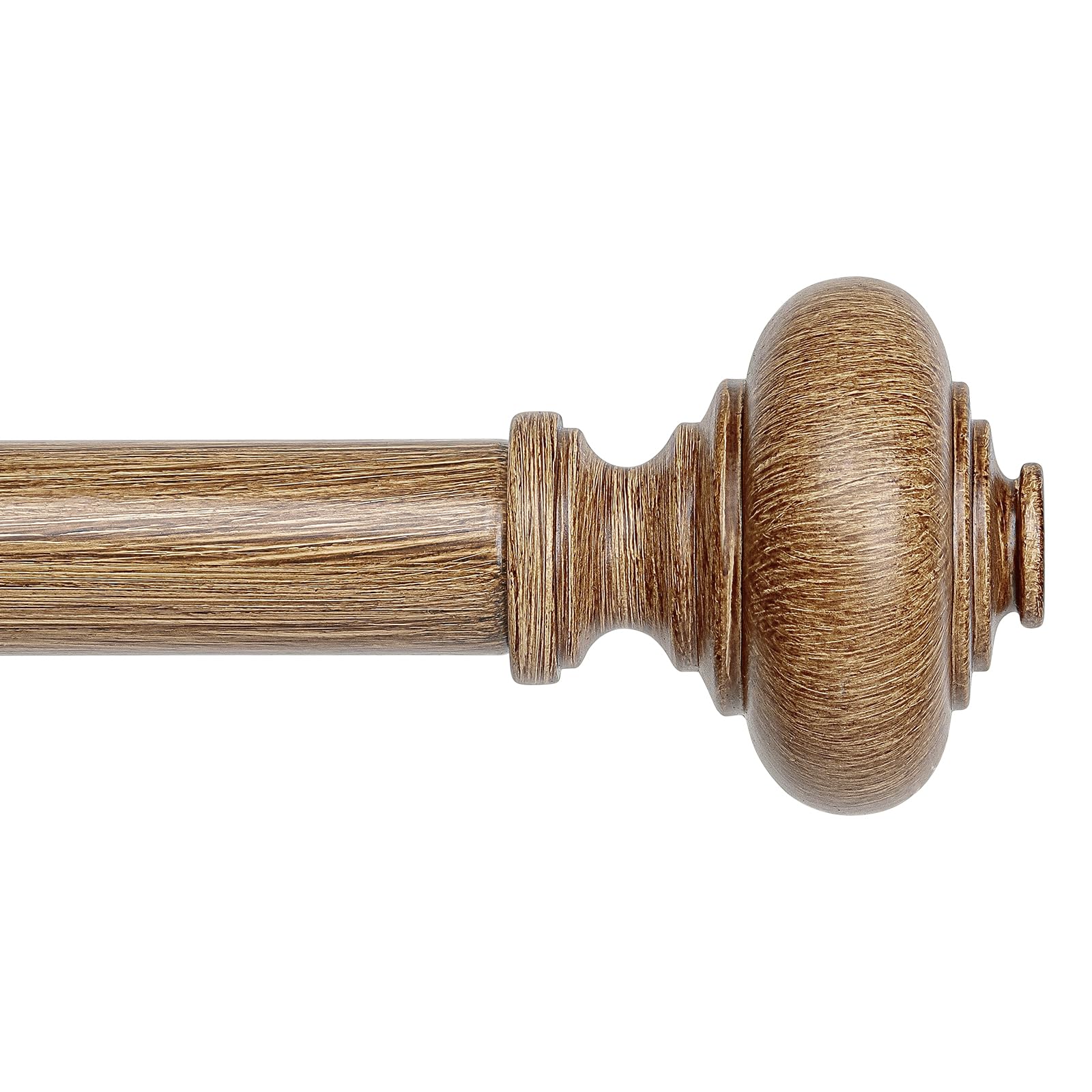 Photo 1 of Wood Curtain Rods for Windows 72 to 144 Inch, Boho Vintage Decorative 1 Inch Diameter Long Wooden Curtain Rod, Adjustable Heavy Duty Rustic Farmhouse Drapery Pole with Wood Grain Finials