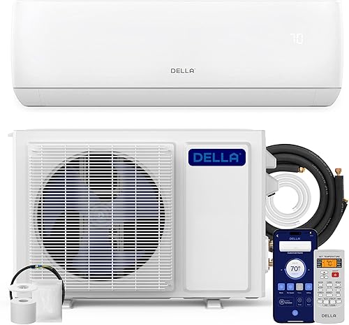DELLA Motto Series 9000 BTU Wifi habilitado Mini Split 19 SEER2 enfría hasta 450 pies cuadrados, 115 V, funciona con Alexa, aire acondicionado y