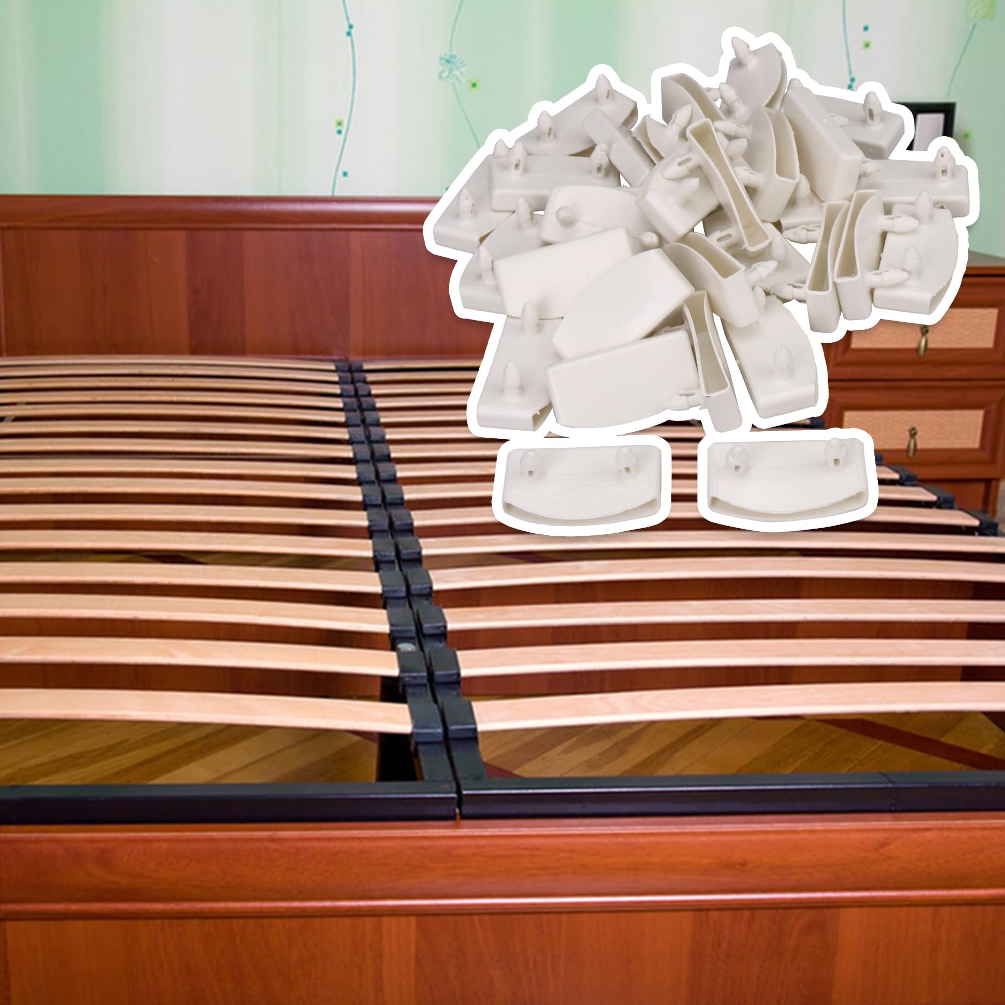 Queekay 16 Parti Ricambio per Letto Piattaforma di Sostituzione delle Doghe Parti Struttura in Plastica Kit Lamelle per Tappi Letto Matrimoniale, 65 mm/ 2,56 Pollici