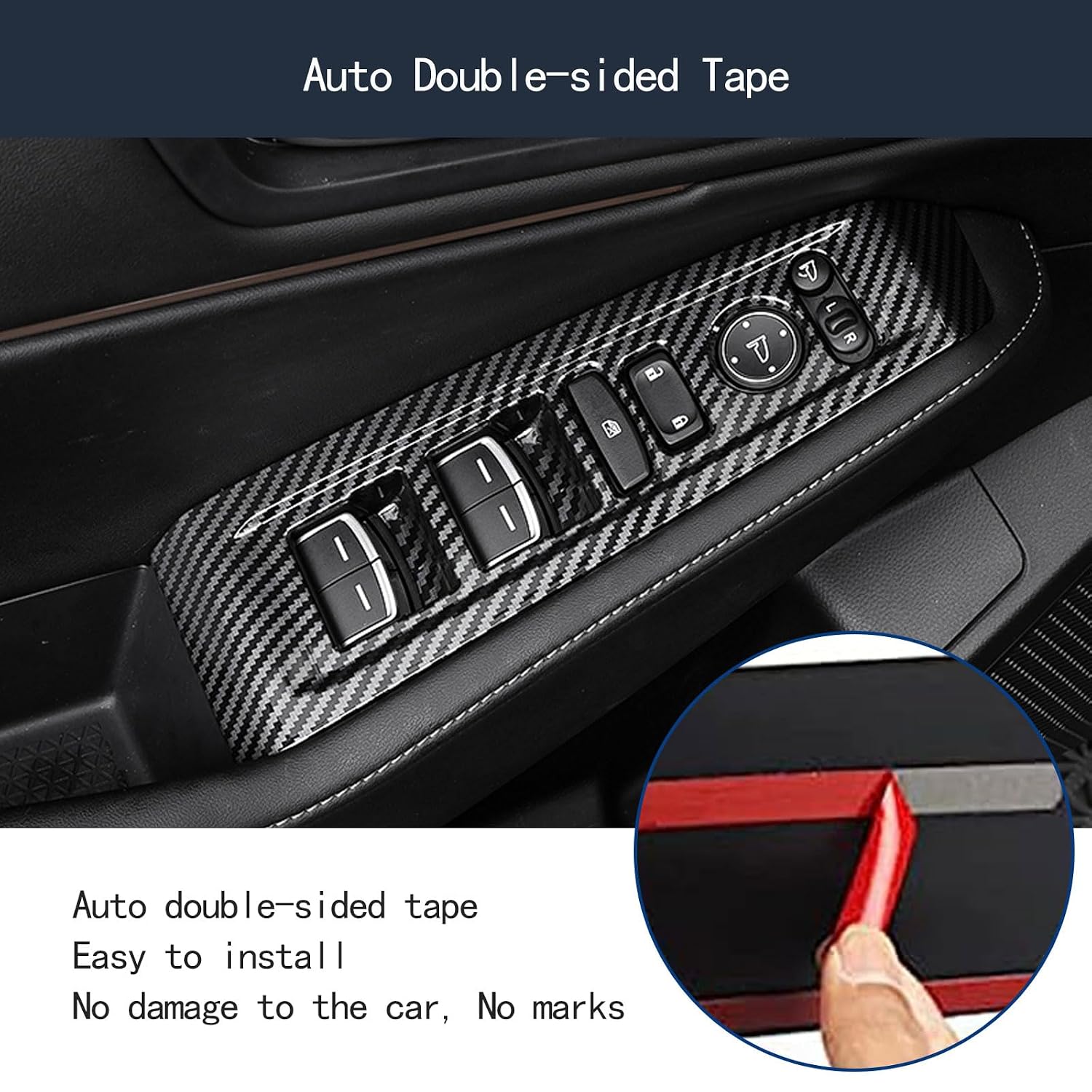 Window Lift Door Lock Switch Control Cover Compatible with Honda Accord 2023 2024 Window Switch Console Panel Trims Interior Car Accessories ABS 4PC(High Configuration,Carbon Fiber Style)