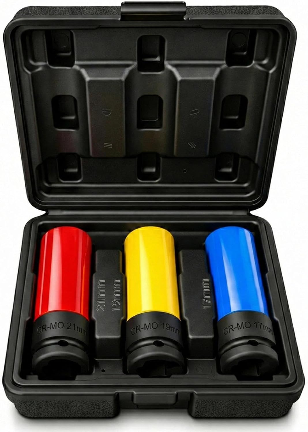 MIKKUPPA 1/2" Drive Lug Nut Socket Set - 3 Pieces Metric 17 19 21 mm Non-Marring Thin Wall Wheel Protector Impact Socket Tool Kit