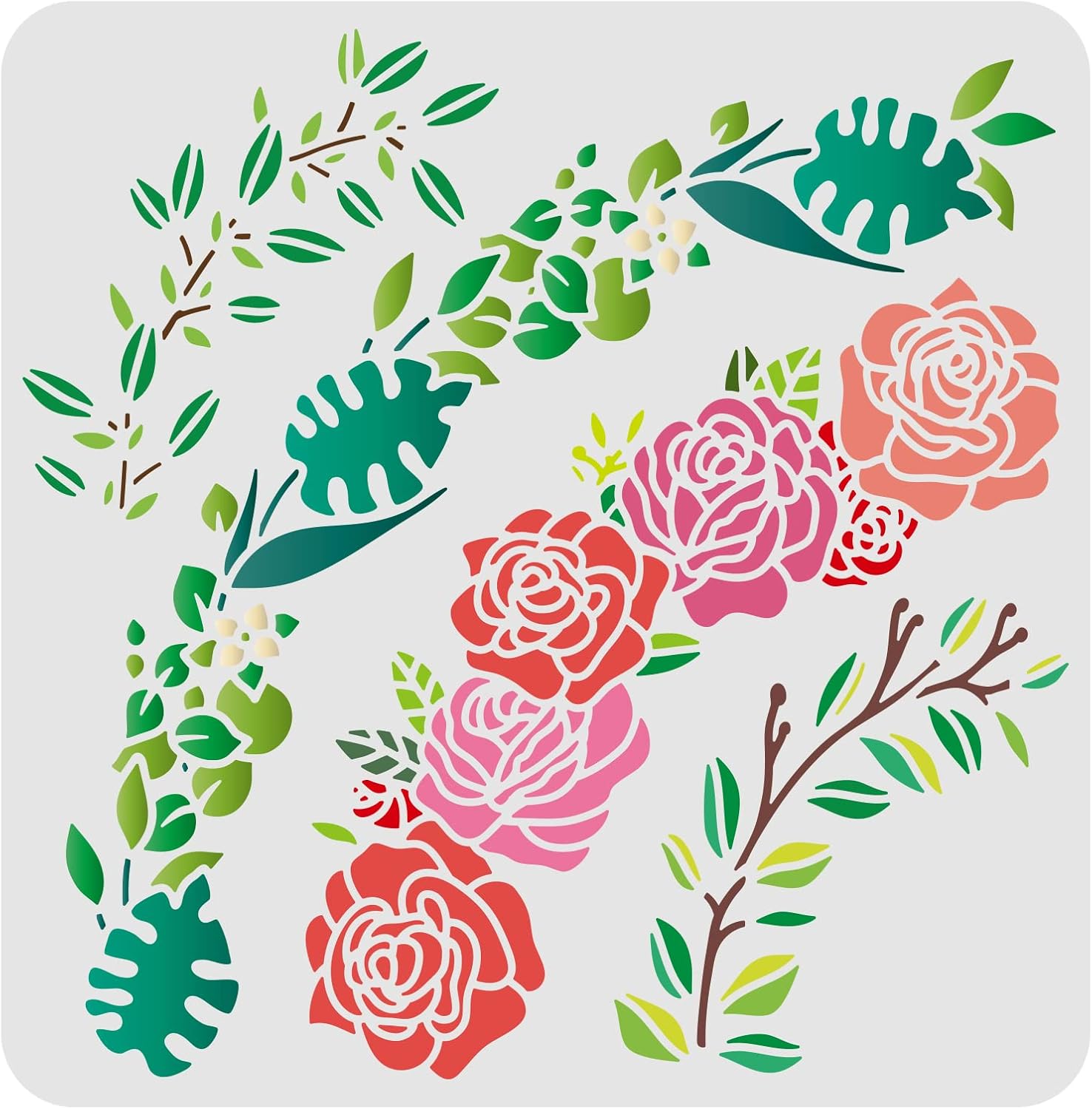 FINGERINSPIRE Plantilla de Corona de Hojas y Flores, 30 x 30 cm, Guirnalda de Bricolaje para decoración del hogar al Aire Libre, Plantilla Simple rústica para jardín Regalo de Granja Plantilla