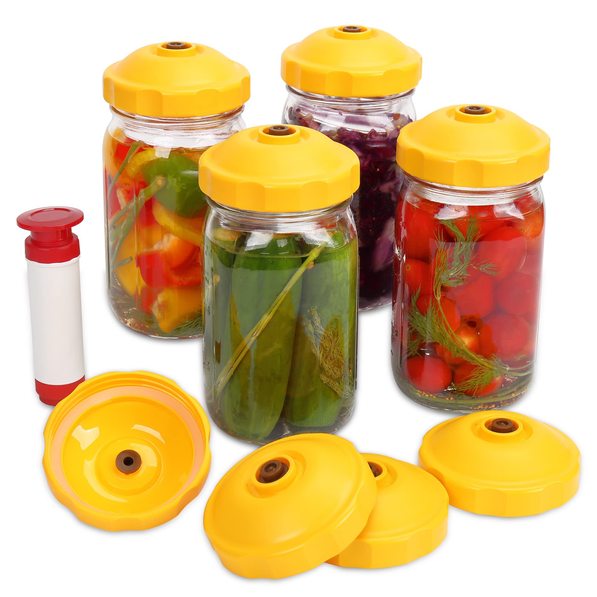 Buy 4 Pack Fermentation Lids with Oxygen Extraction Pump and Airlock
