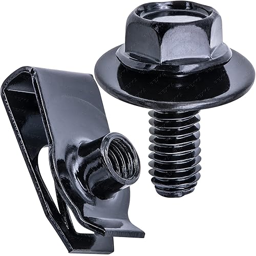 Rexka Juego de 10 tornillos de cuerpo y tuercas extruidas en U M6-1.0 para GM Ford Chrysler Nissan, Mazda Toyota, multiusos, revestimiento de