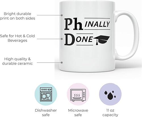 Miniatura 2 de YouNique Designs Phinally Done - Taza de café, 11 onzas, regalos de doctorado para graduados de doctorado, divertida taza de doctorado, graduación