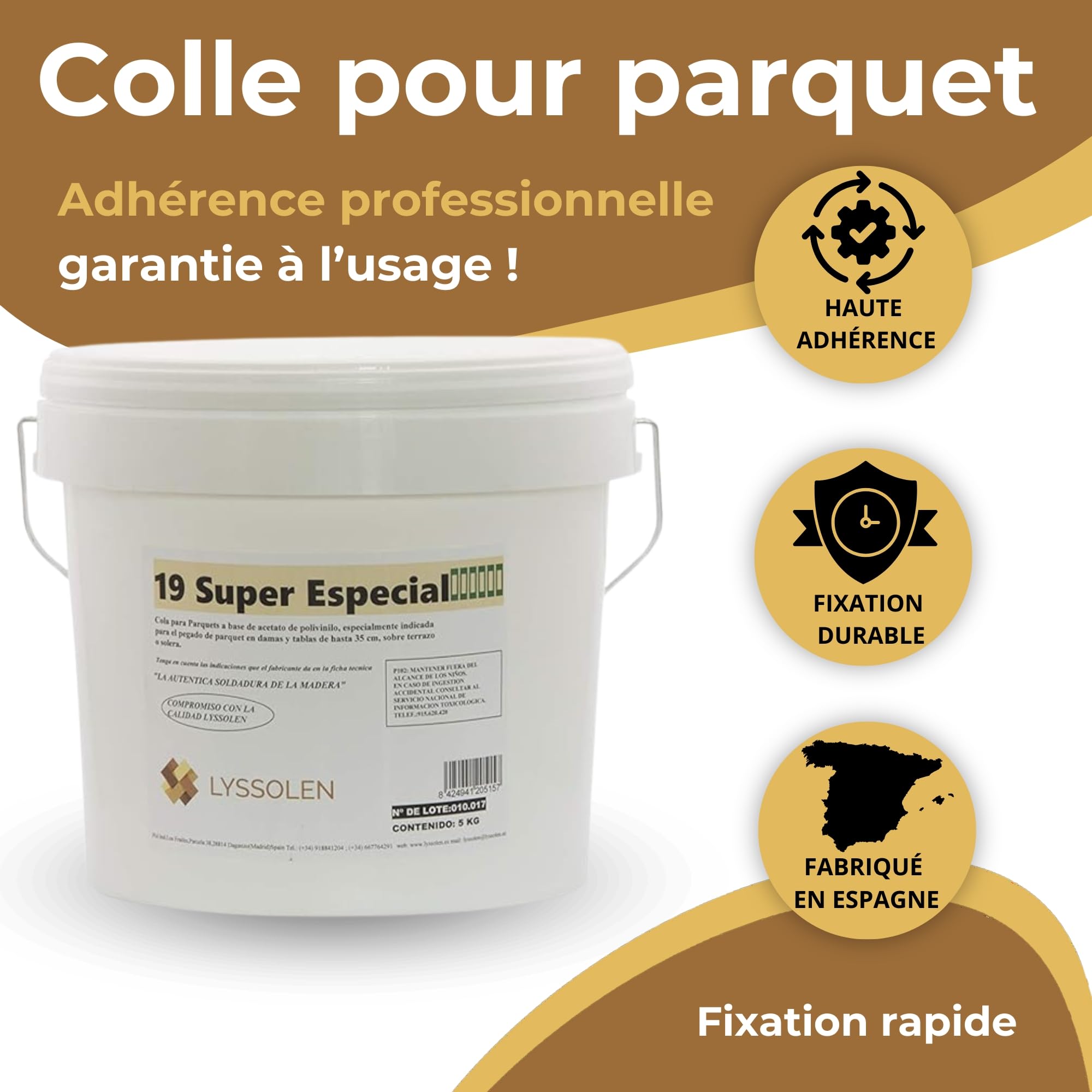 Colle Parquet Super Spéciale Adhésion Forte pour Tous les Bois - Fixation Résistante pour Stratifiés (1,2 kg)