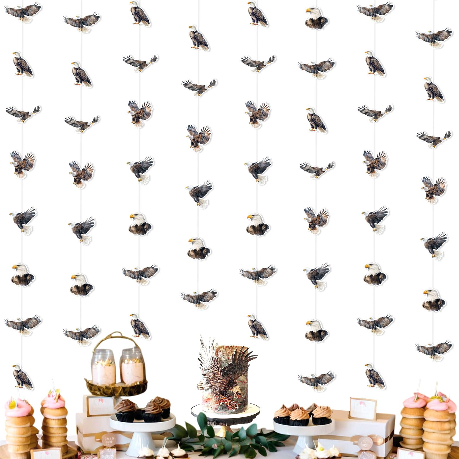 Kreatwow 8pcs Bald Eagle Banners Bald Eagle Party Decorations Fly Eagle Hanging Decors 4th of July Patriotic Eagle Party Decors Wild Animals Birds Party Supplies for Eagle Birthday Baby Shower Party