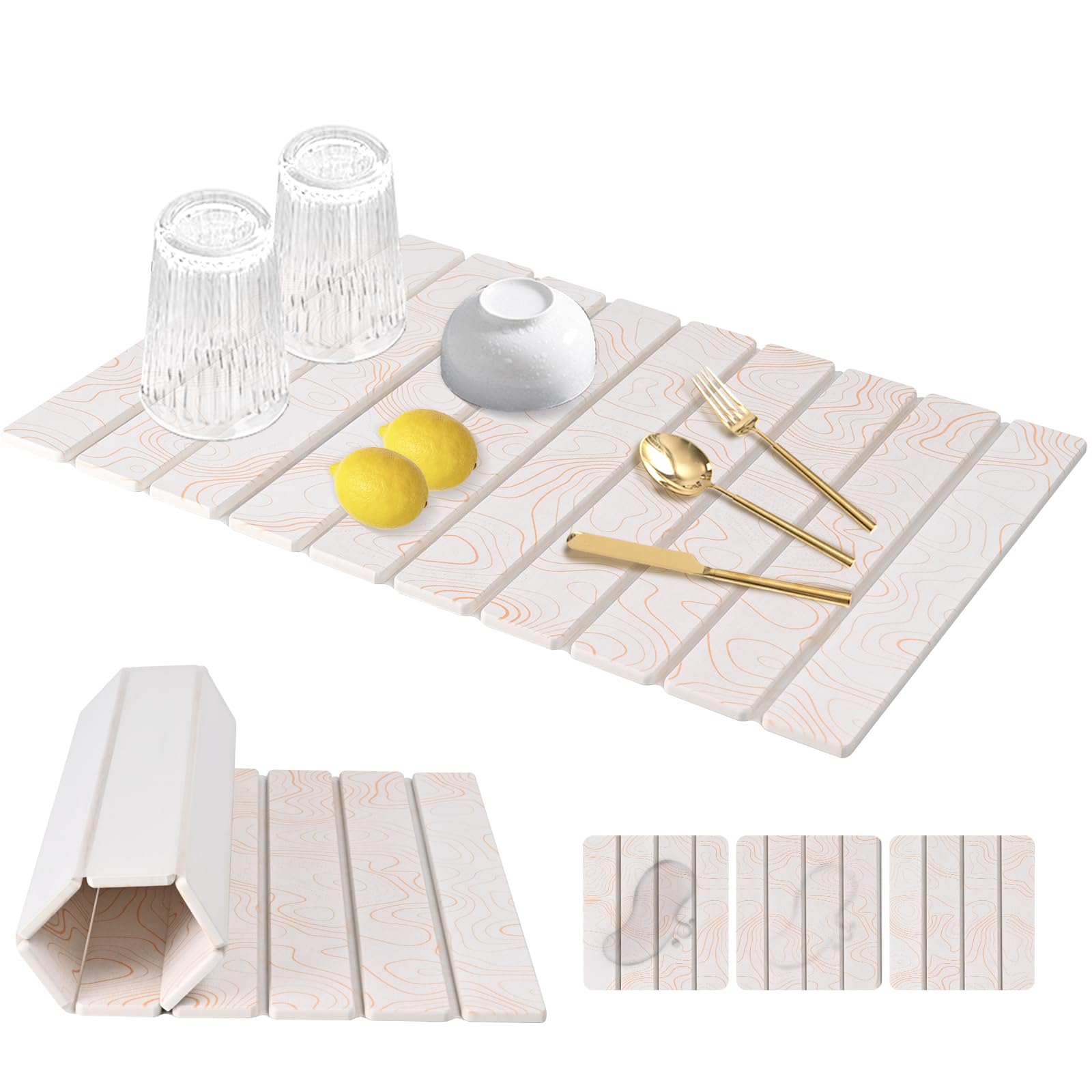 TKVAZK Large Stone Drying Mat for Kitchen Counter, 24