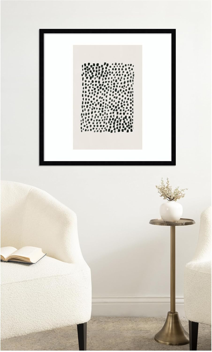 Kate and Laurel Framed Wall Art Print Abstract Black by Gabrielly Guedes, 25 x 25, Svelte Noir Black Frame, Modern Contemporary, Abstract Art for Wall Decor