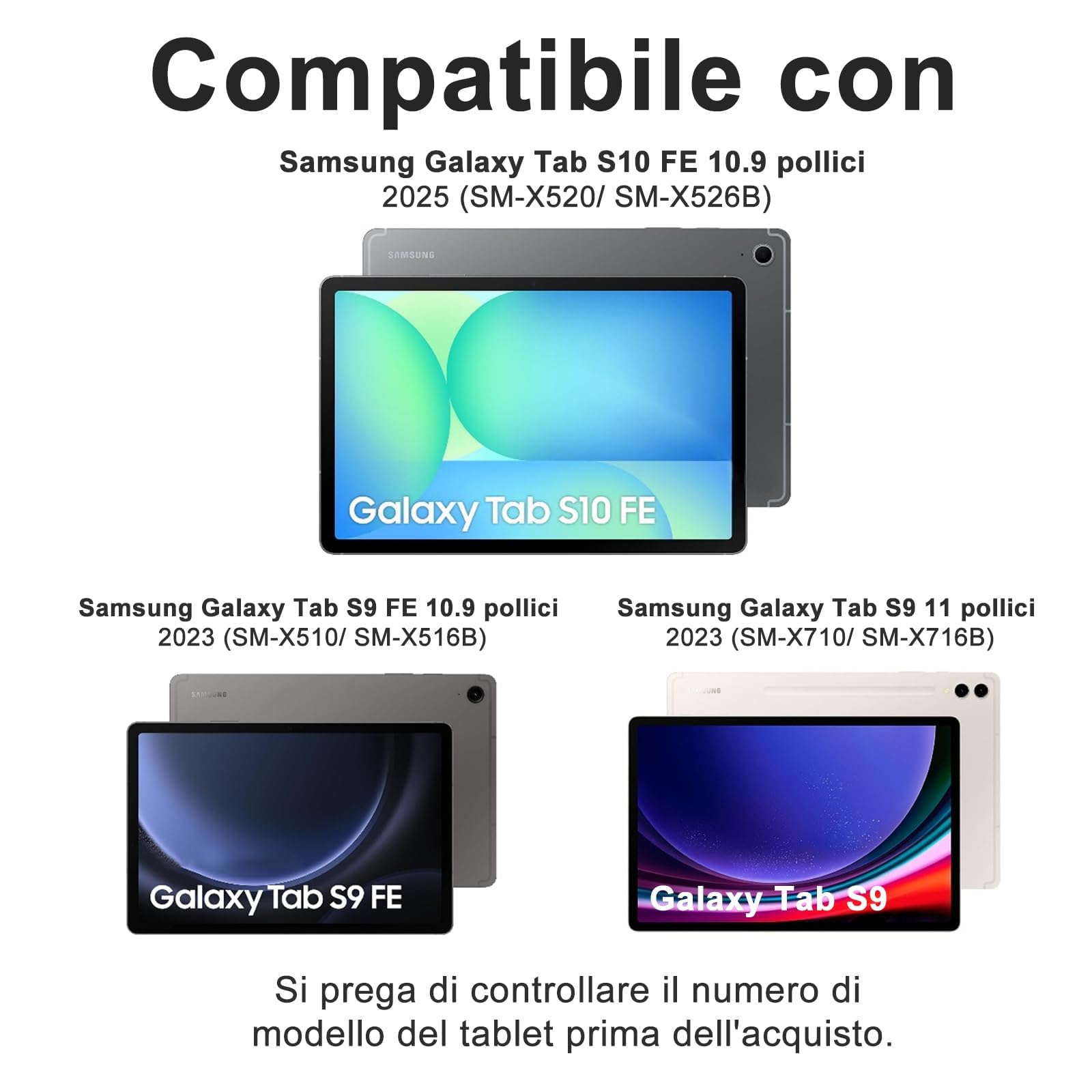 Occtingkind Custodia Tastiera Retroilluminata con Trackpad per Samsung Galaxy Tab S10 FE/S9 FE/S9 10,9"/11"– Cover Tastiera Bluetooth 7 Colori Italiano USB-C per S10 FE 2025/S9 FE/S9 2023, Lavanda