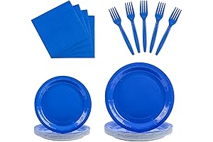 Blue Party Essentials: 100-Piece Plates, Napkins, and Forks