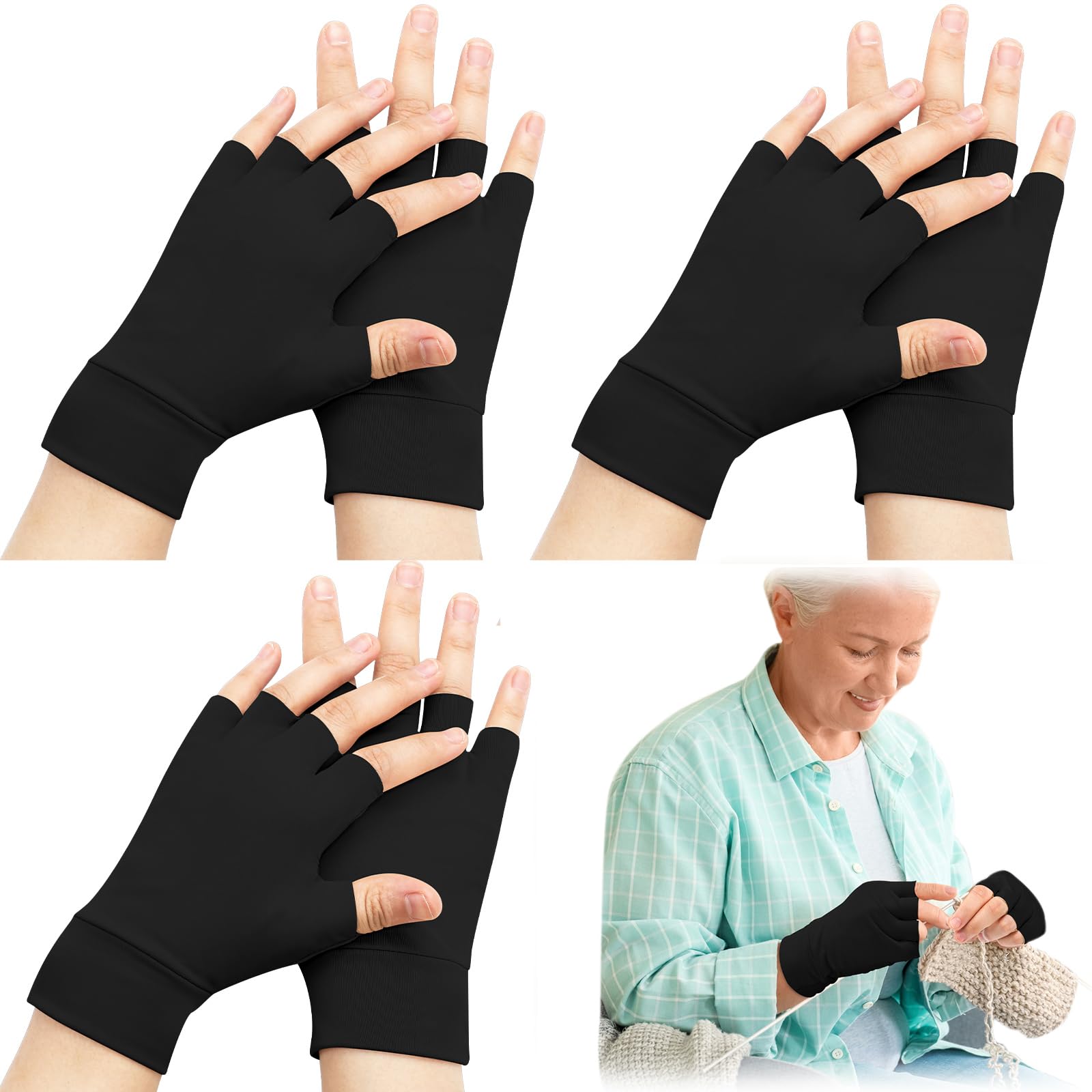 3 Pairs Elderly Skin Thin Protector Gloves