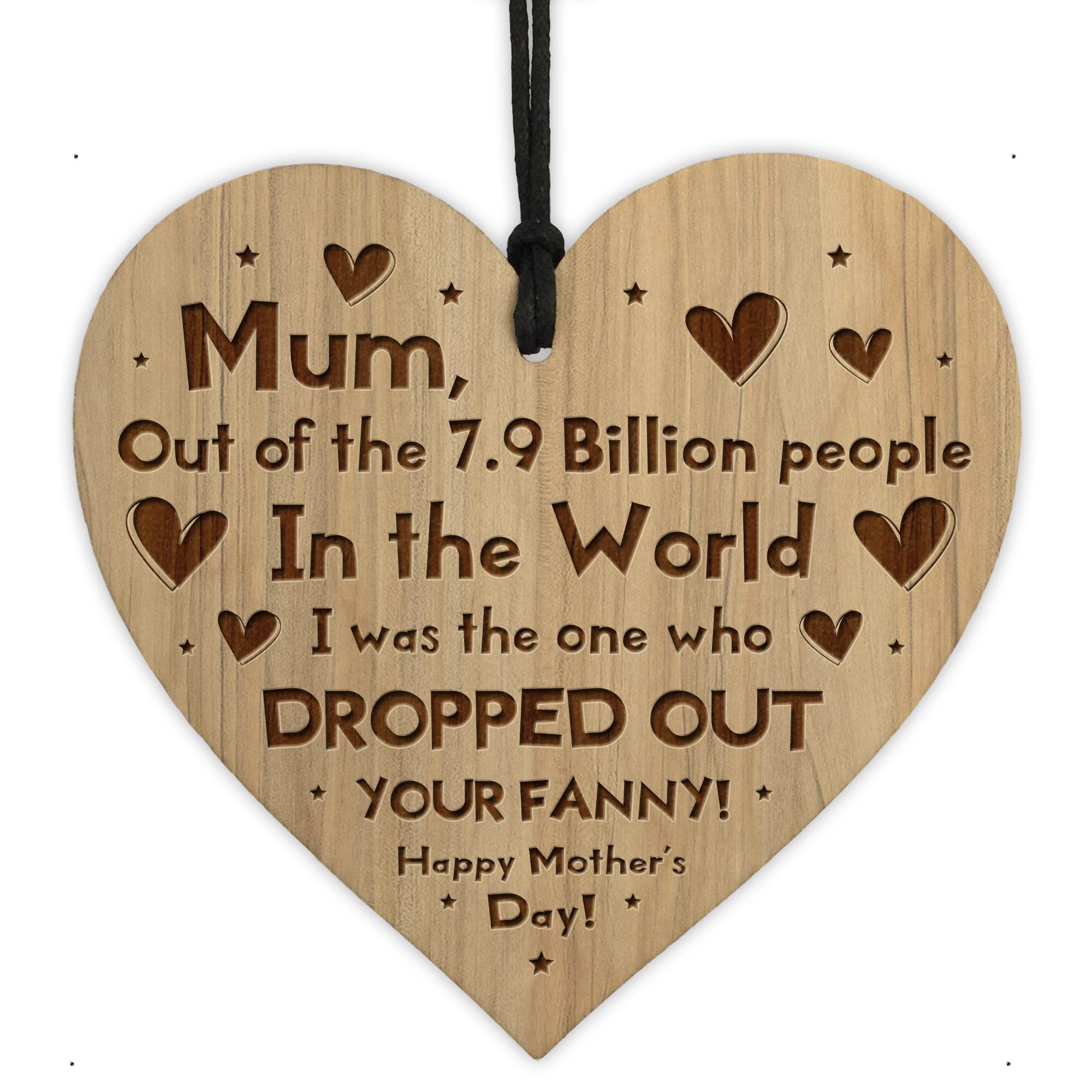 Red Ocean Funny Engraved Heart Mum Gift From Daughter Son Rude Gift For Her