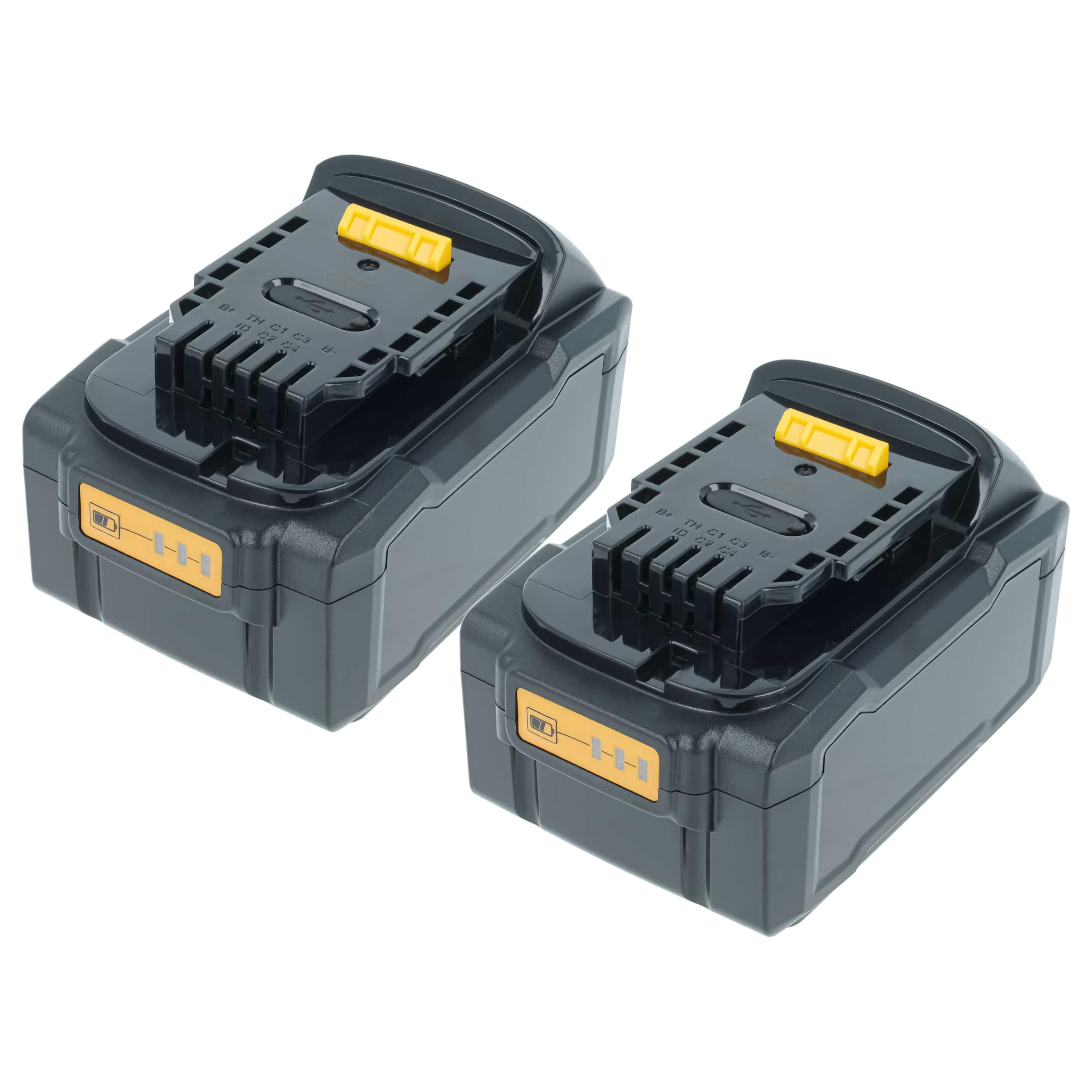 vhbw 2 x akumulator kompatybilny z Dewalt DCK252D2, DCK250D2, DCK254M2, DCK253M2T, DCK255M2 (5000 mAh, litowo-jonowy, 18 V), 1 x gniazdo USB-C