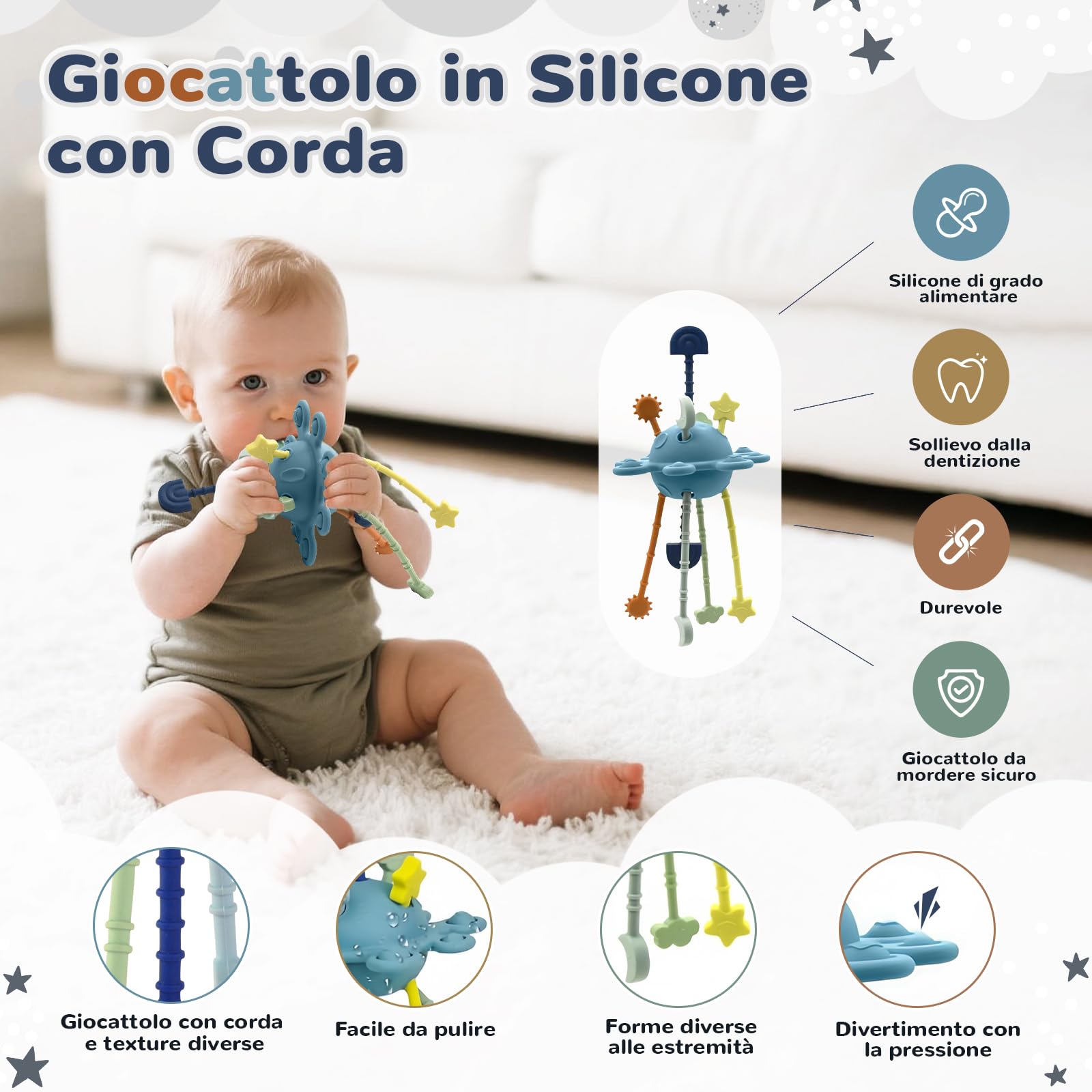 Giochi Bambini 6 Mesi in su,5 in 1 Giochi Montessori 6-12 Mesi | Giochi Neonato 6 Mesi,Giochi Sensoriali per Neonati,Giocattolo di Forme e Impilamento,Xilofono,Regalo Neonato 6 Mesi