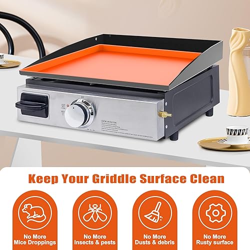 Miniatura 2 de Barbqtime Alfombrilla de 17 pulgadas para parrilla Blackstone, cubierta protectora de silicona de grado alimenticio resistente, para barbacoa,