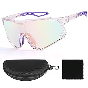 occhiali veloci donna, Occhiali Running Uomo UV400, Lenti a Specchio, Ciclismo da Sole Corsa Leggeri, Occhiali Antivento per MTB e Bici da Strada per Sport aria Aperta Montatura Bianca Lenti Verdi (B)