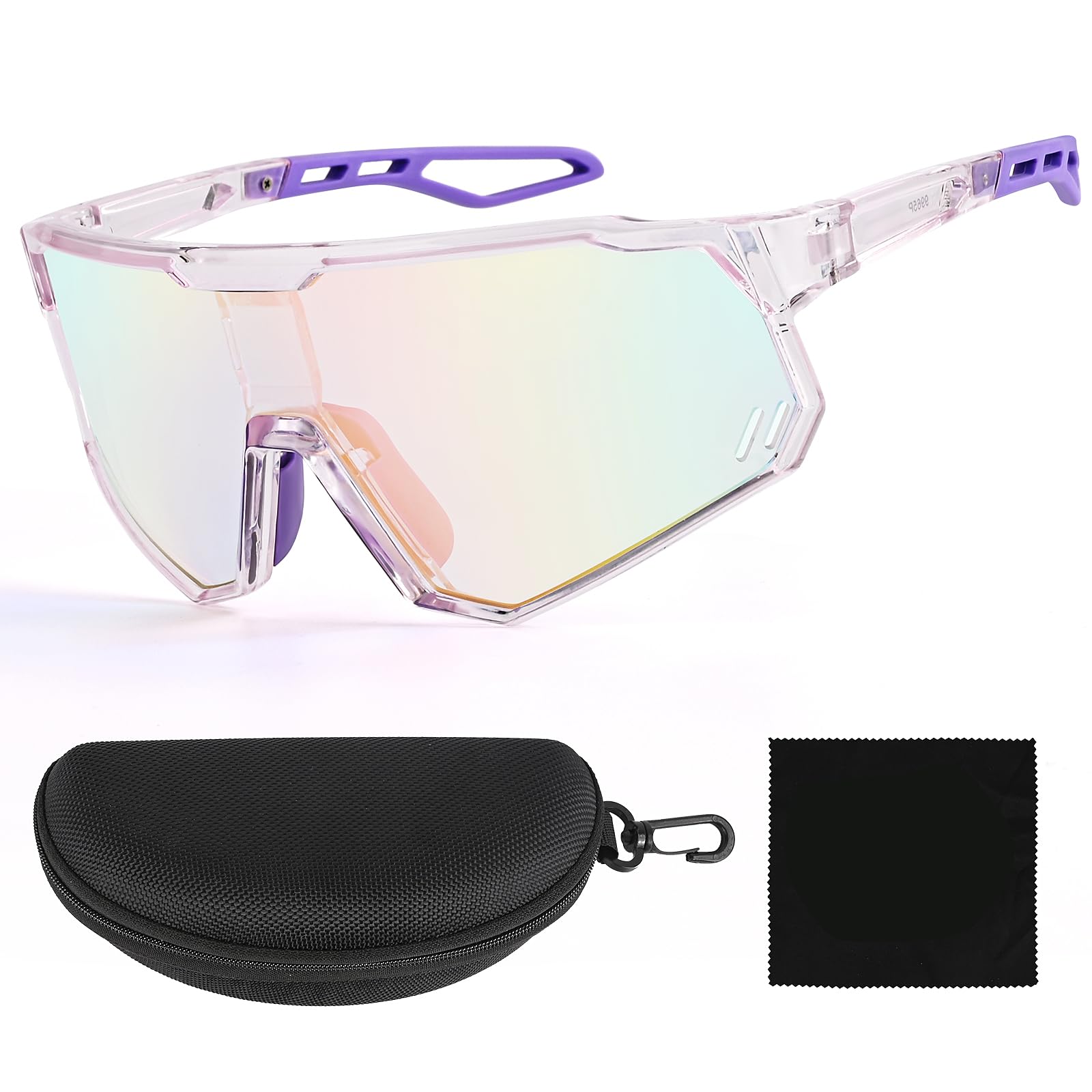 Comius Sharp Schnelle Brille, Fahrradbrille Kinder UV400 Radbrille mit Rundum-Design, leichte Laufsonnenbrille, winddichte Rennradbrille für Outdoor-Sport, Angeln, Autofahren, Unisex-Passform (B)