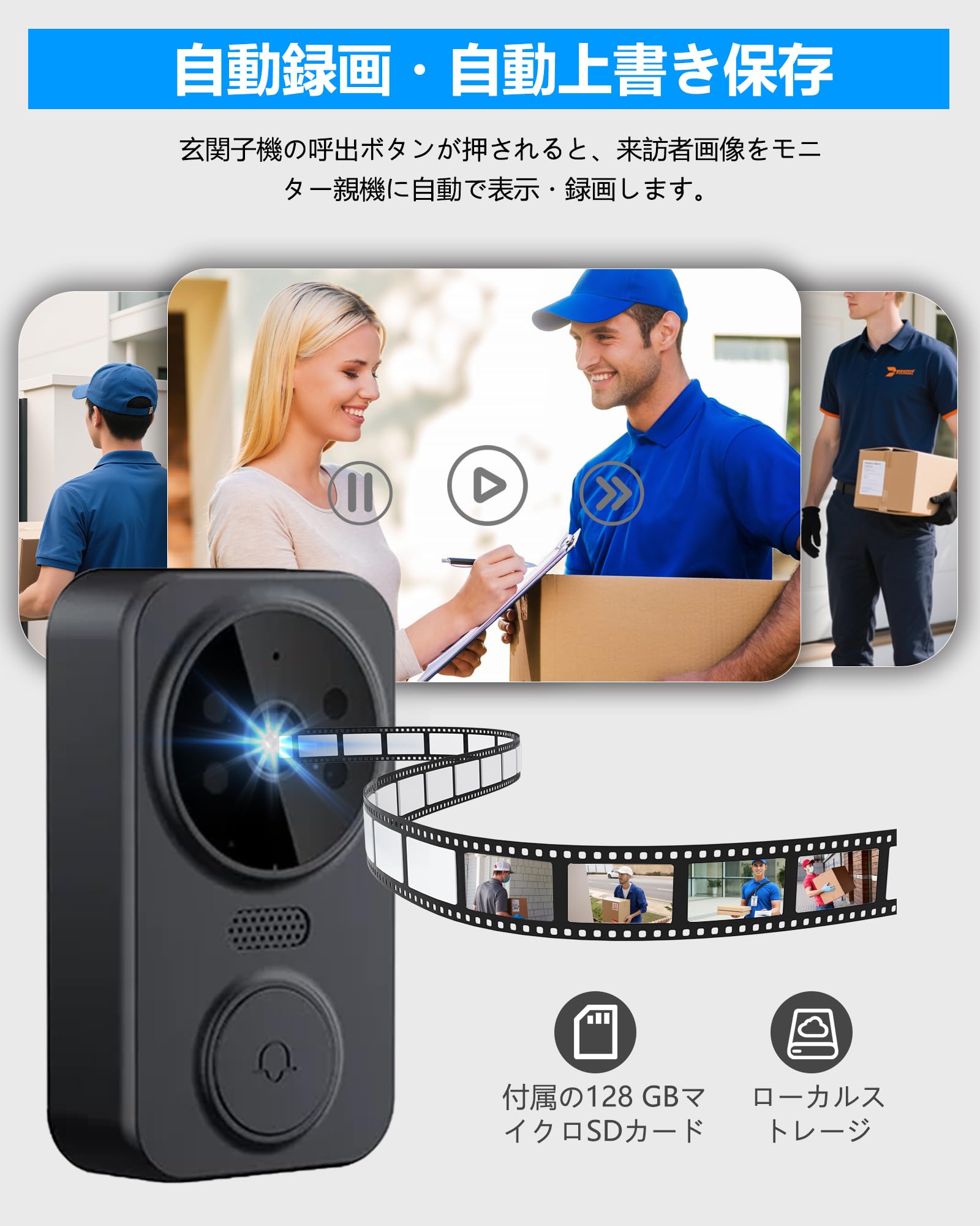 Amazon.co.jp: インターホン ワイヤレス スマートビデオドアベル 工事