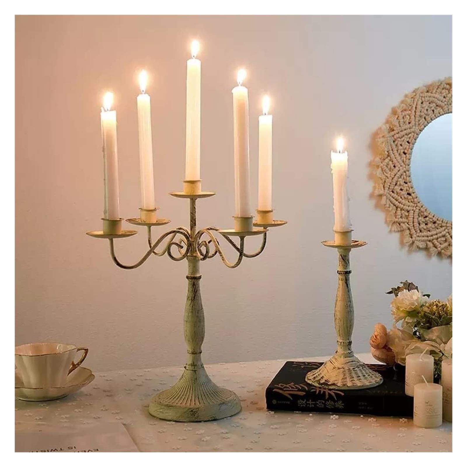 Candelabro a più bracci Portacandele Supporto antico in metallo for matrimonio Decorazione per mensola del camino