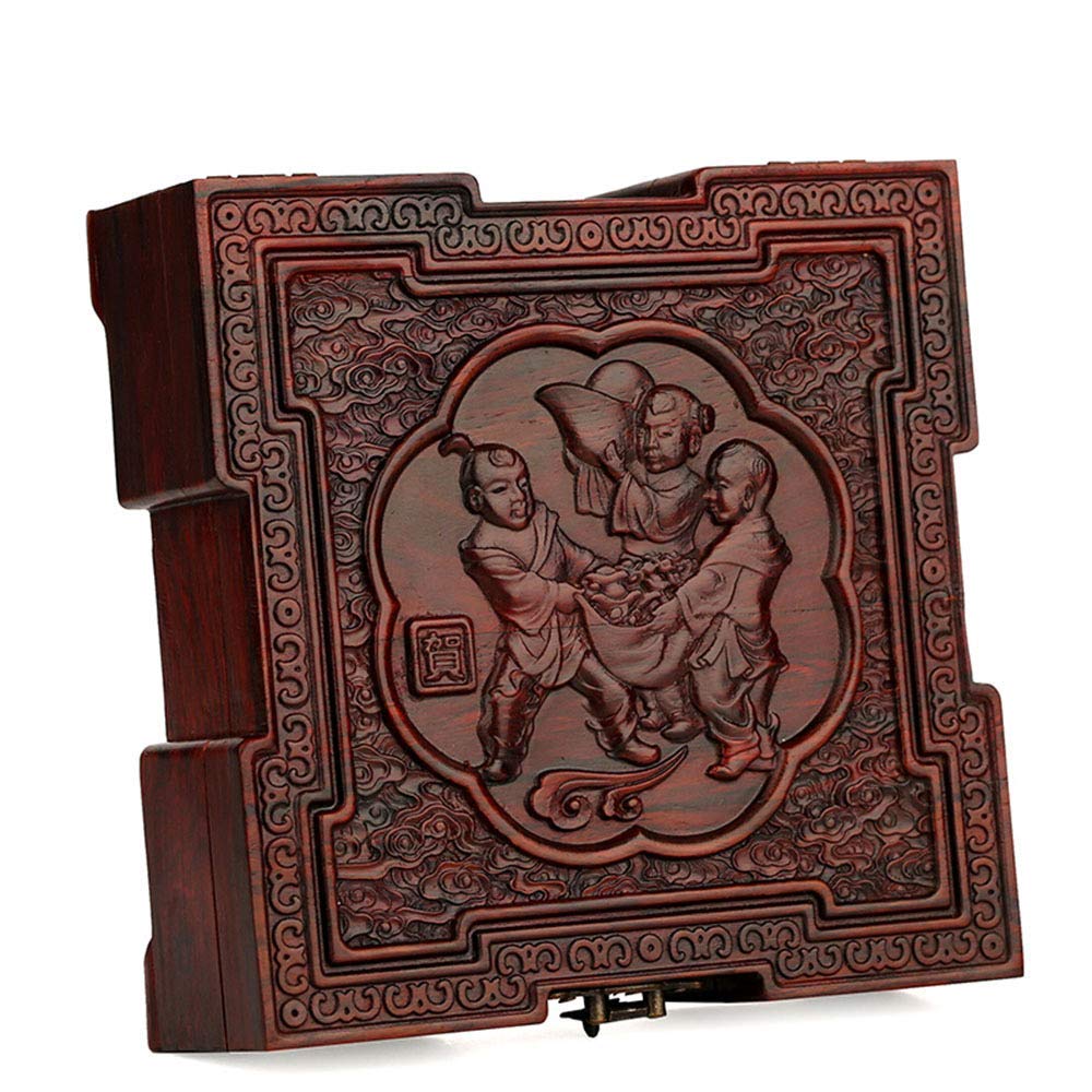 Amazon.co.jp: 赤い木中国のレトロなイヤリングリングネックレス収納