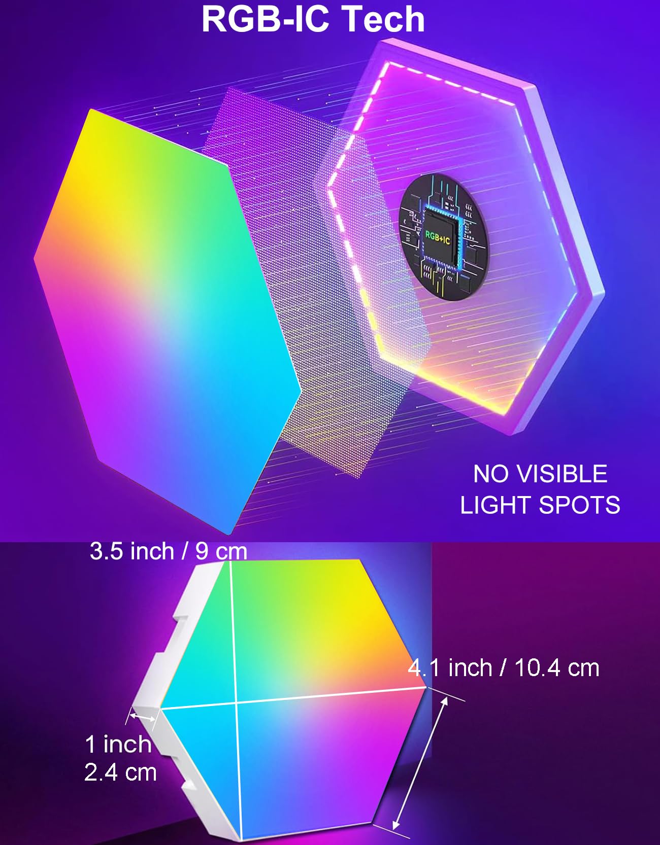 Hexagon LED Panel für Gaming Setup, 14 Smart Home Gaming LED Sechseck Wandleuchte Funktioniert mit Alexa Google Assistant, Gaming Wandpaneele Sprach- App-Steuerung Musik Sync für Zimmer Deko Geschenk