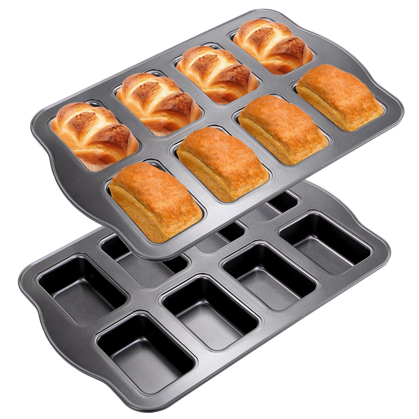 Photo 1 of **USED - MINOR DAMAGE**
Pddgllut Carbon Steel Mini Loaf Pans 2 Pack, 8x2 Non-Stick Square Small Cornbread Loaf Pan for Baking Bread Banana & Brownies