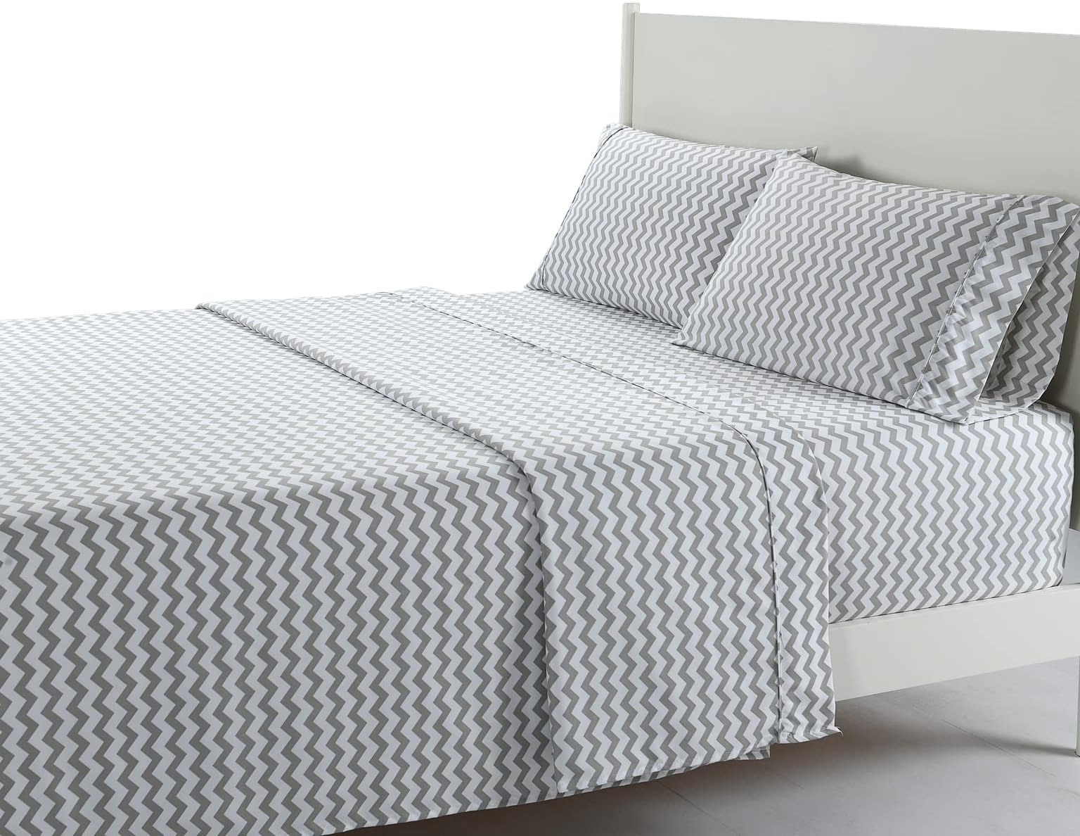 Meridian Gray and White Brushed Sateen Cotton Sheets, 4pc