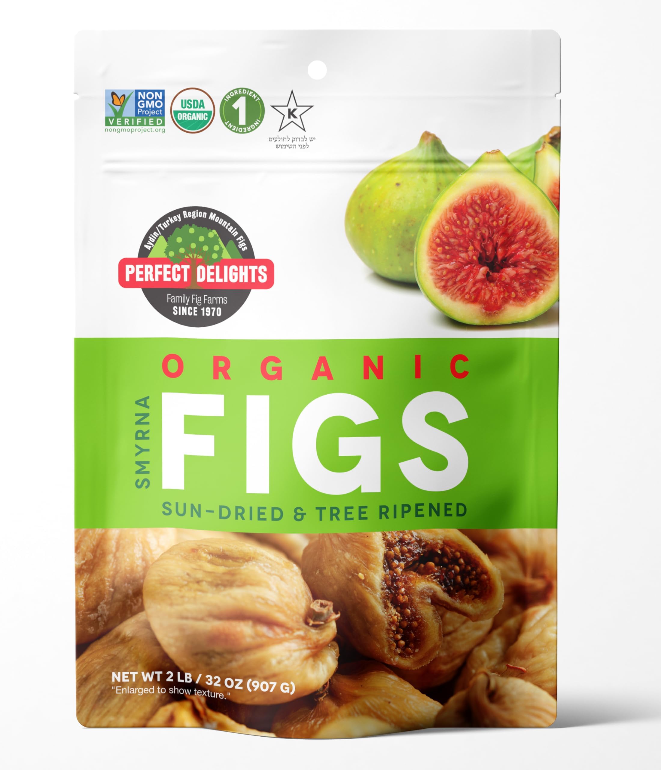 Perfect Delights Organic Turkish Figs, Vegan, Sun-Dried Pitted Figs, Healthy Fruit Snack for Kids and Adults - Single Pack (32 oz)