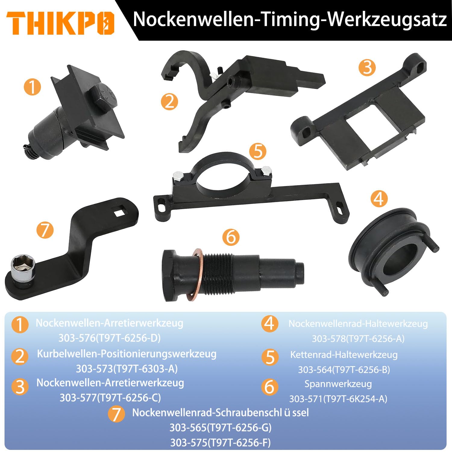 Nockenwellen-Timing-Werkzeugsatz für Ford, Land Rover, Explorer, Mustang, Ranger, Mercury, Mountaineer, Mazda 4.0L V6 4015CC SOHC – mit Transportkoffer & Handschuhen