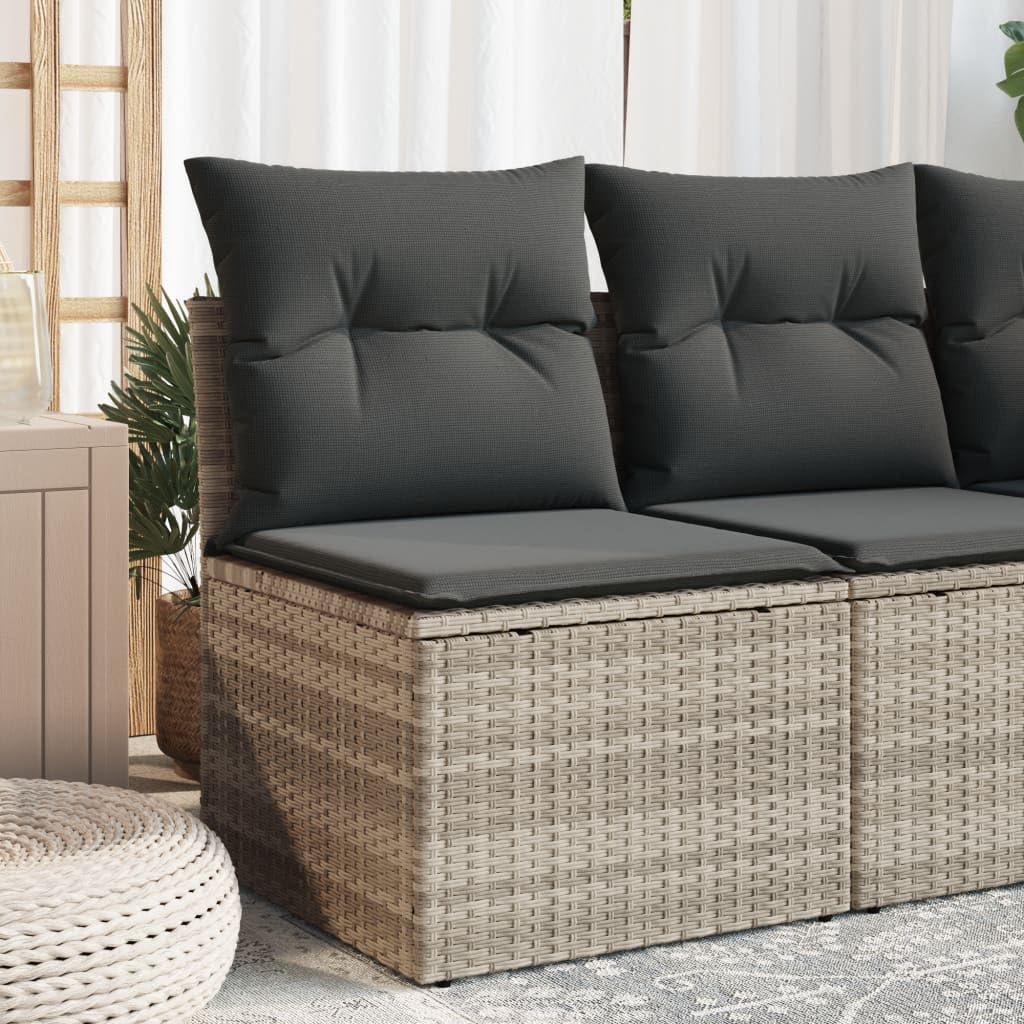Chaise de jardin en rotin PE gris clair Homgoday avec coussins pour balcon