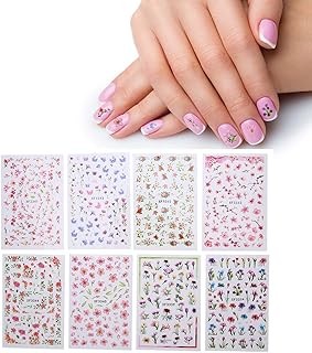 Adesivo de arte de unhas, 8 peças autoadesivo para decoração de unhas DIY decalques de manicure ferramenta adesivo de decalque de unhas dicas de manicure ideal para salão de arte de unhas ou uso doméstico
