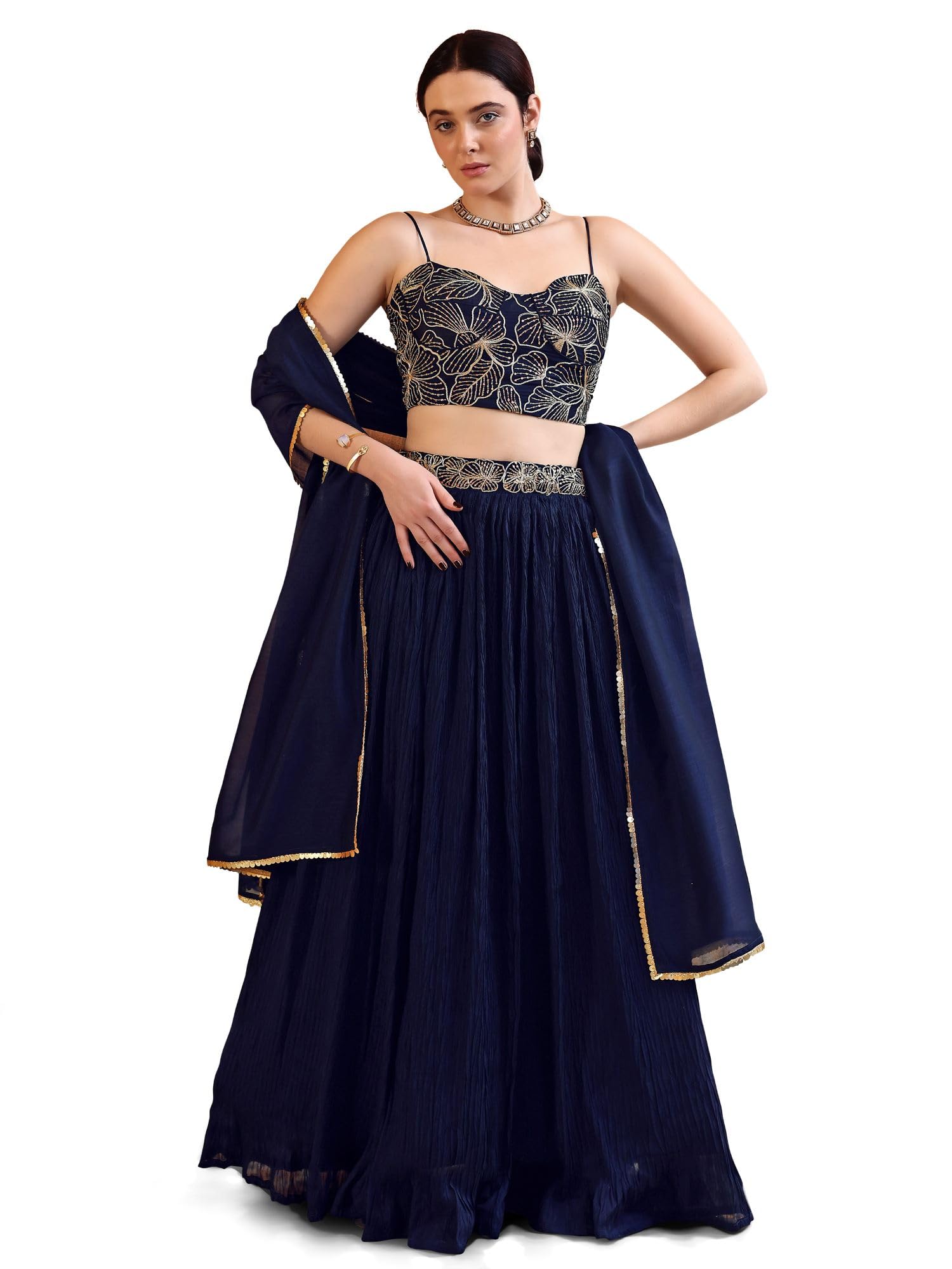 PURVAJAWomen's Crush Silk Semi-Stitched Lehenga choli (Rifat)