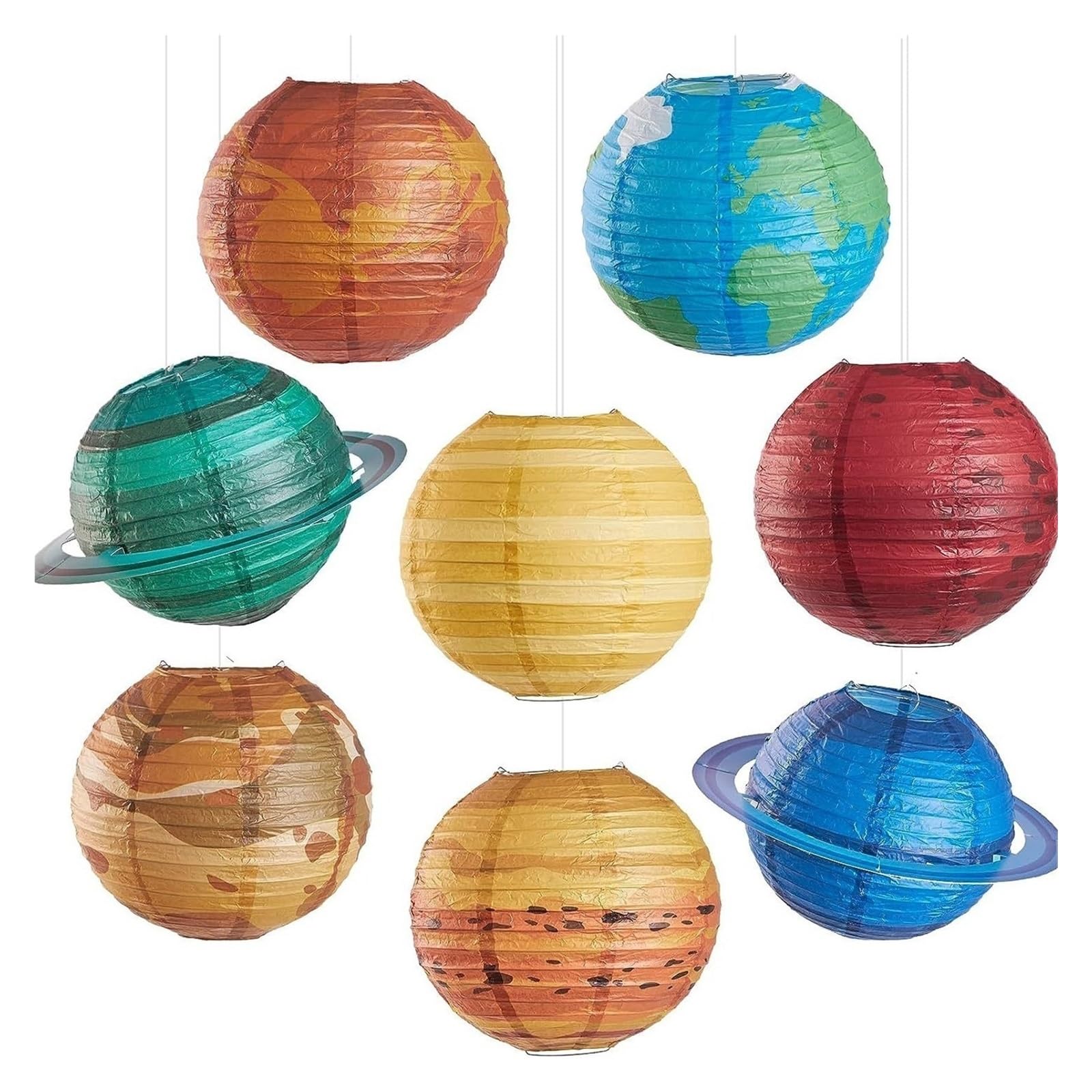 Zyayng One Color 8Pcs/Set Outer Space Party Decorations 25Cm Hanging Planet Paper Lanterns Astronaut Galaxy Solar System Theme Supplies For Decoration