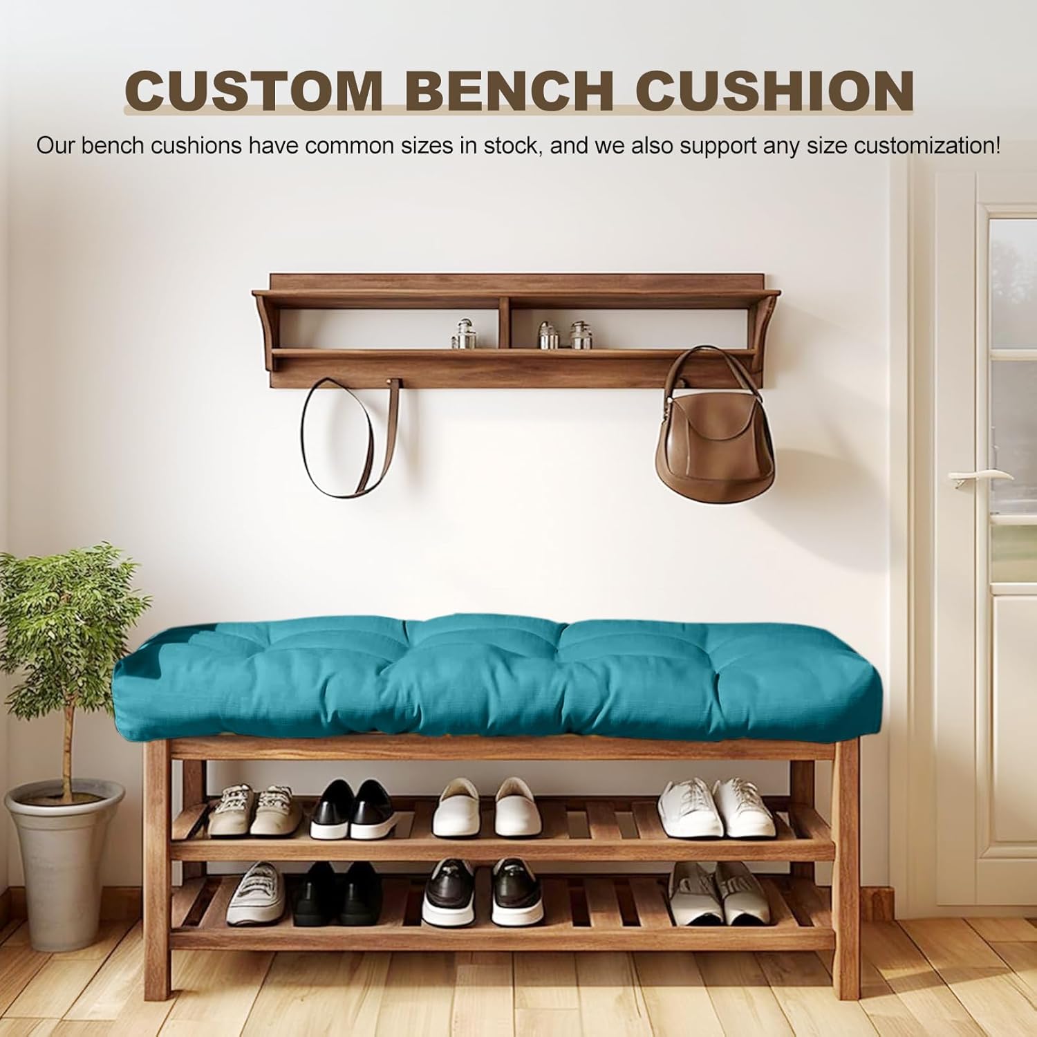 thinmay bench cushion 47 inches,indoor/outdoor non-slip tufted cushions, premium waterproof linen, soft piano sofa cushions, high-density memory foam(dark blue-47x19x4in) dark blue 47x19x4in