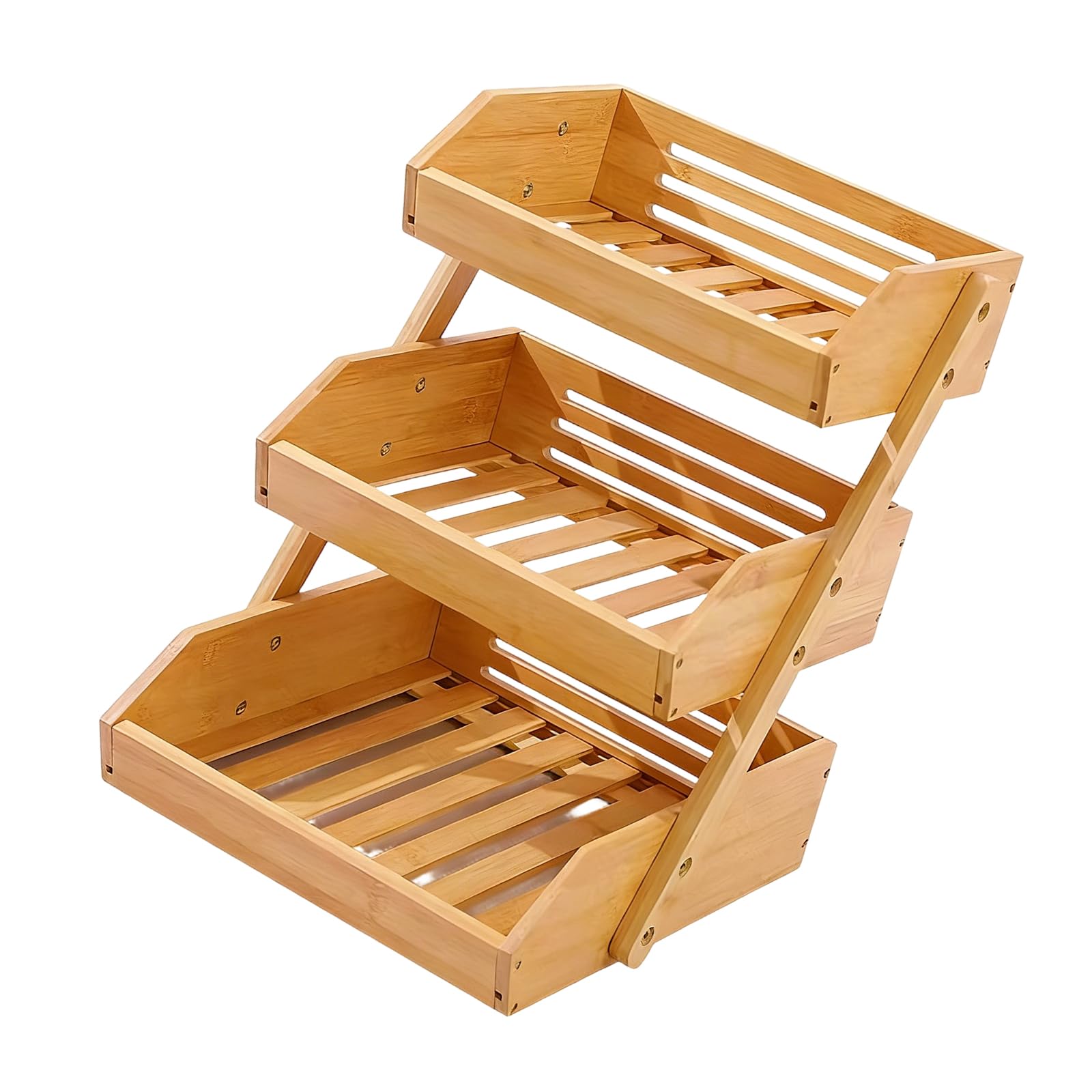Kalttoy Natural Wood Drying Rack Space Saving Kitchen Shelf for Fruits Vegetables and Utensils Wood Kitchen Produce Drainer