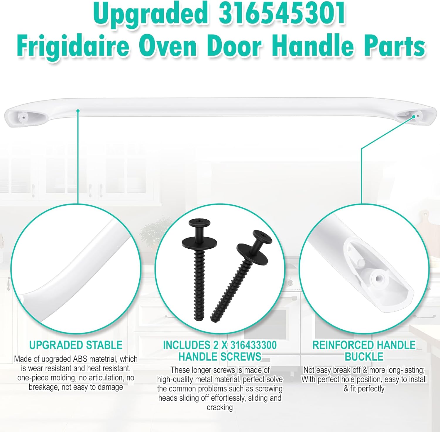 Upgraded 316545301 Oven Door Handle Replacement Compatible with Frigidaire Kenmore Crosley Stove Oven Handle Replacement 316020200 1614011 AP4527354 Range Oven Handle for Gas/Electric Range Stove