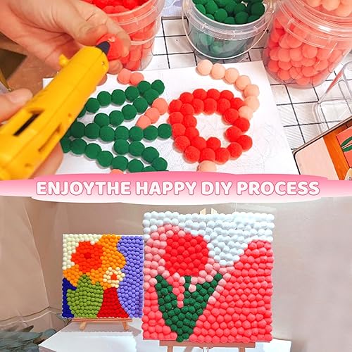 Vista 5 de TOAOB - 1900 pompones surtidos de 0.39 pulgadas para artes y manualidades multicolor con 100 pompones pequeños para decoración de manualidades