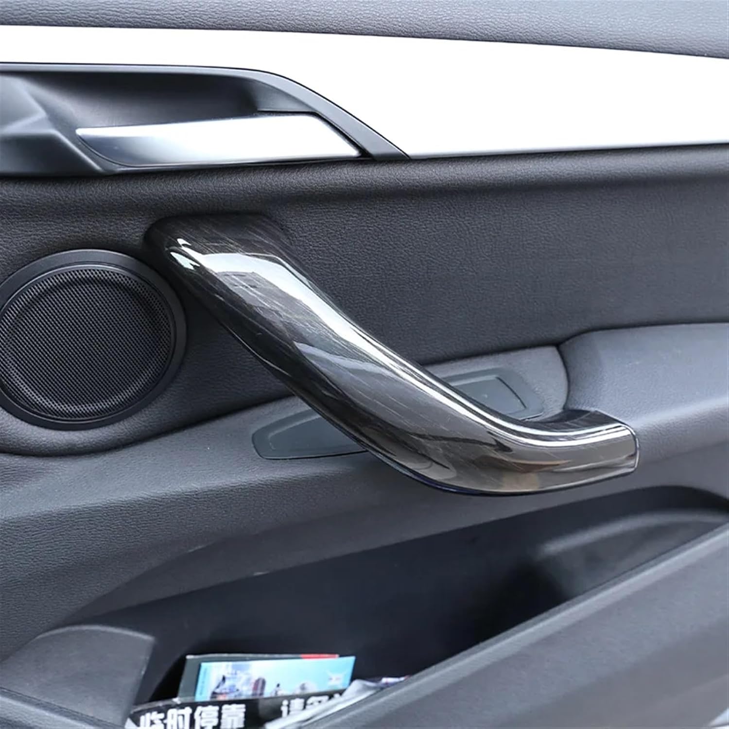 for bmws X1 F48 2016-2018 ABS Matte Silver Car Inner Door Handle Trim Accessories for X2 F47 2018 4pcs(Black Wood Grain)
