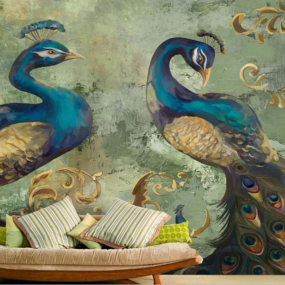 Europese Stijl Klassieke Pauw Foto Muurschildering Behang Hotel Restaurant Interieur Decor 3D Behang 3D,300*210Cm