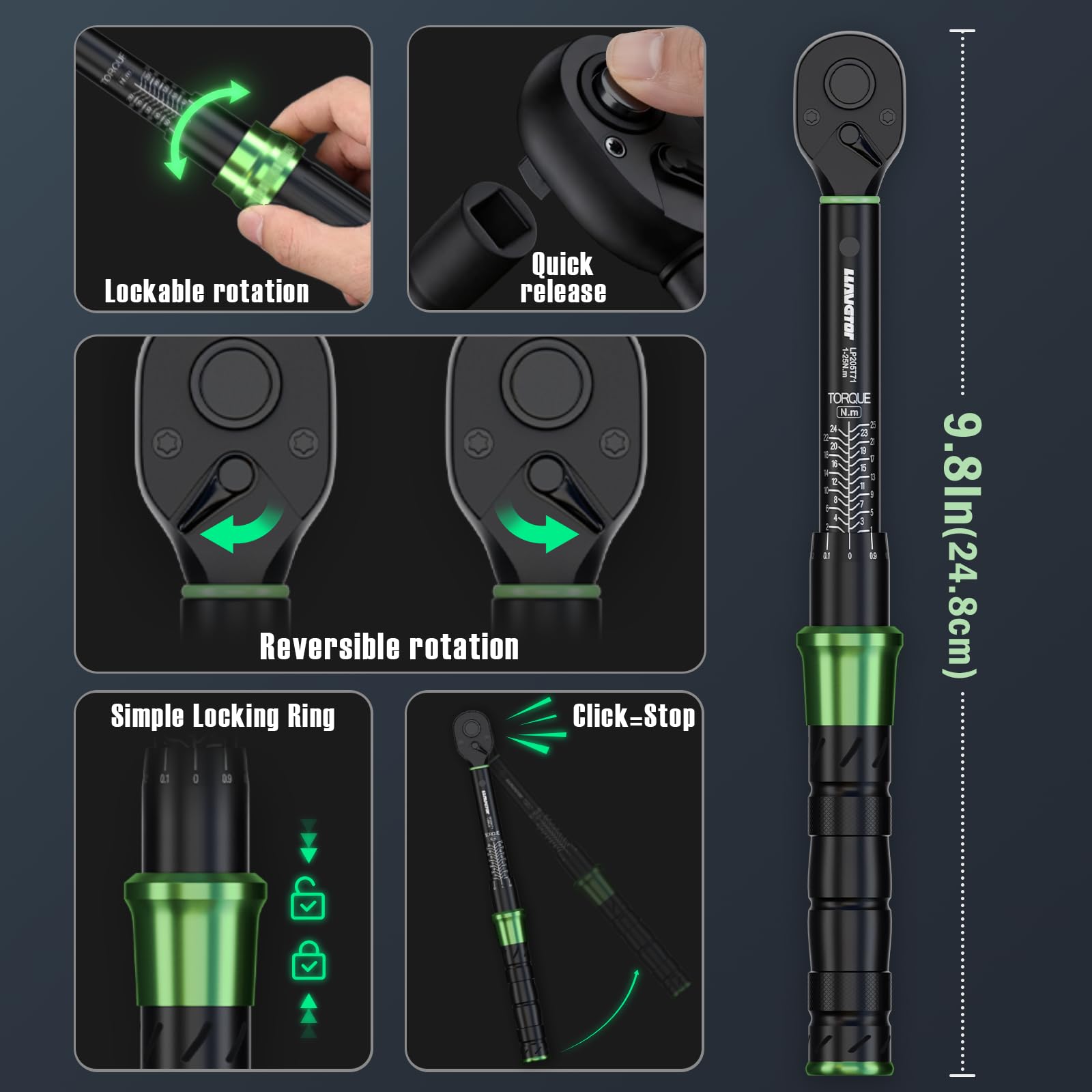 Chiave dinamometrica da 1/4", 1-25 NM, dinamometrica per bicicletta, 71 pezzi, set di chiavi dinamometriche per bicicletta (71 pezzi)