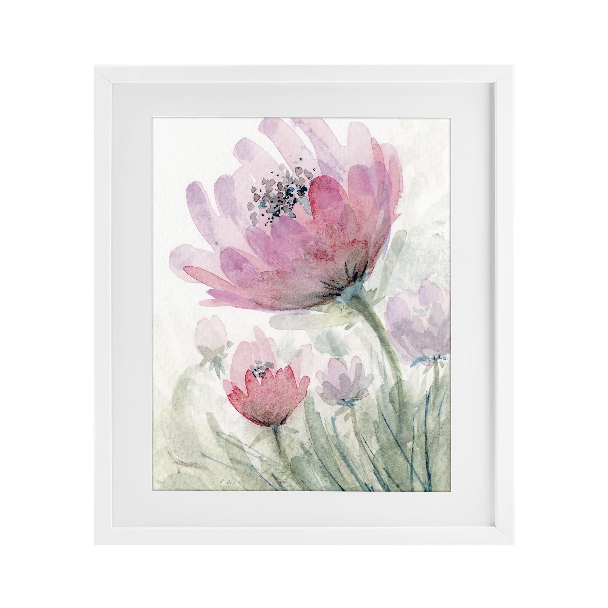 Stupell Industries Pastel Watercolor Floral Blossoms 'Pink Flower Blossoms', Framed Print Under Glass, White, 17 X 21 Inches, Easy To Hang And Sturdy, Made In Usa, By Patti Bishop