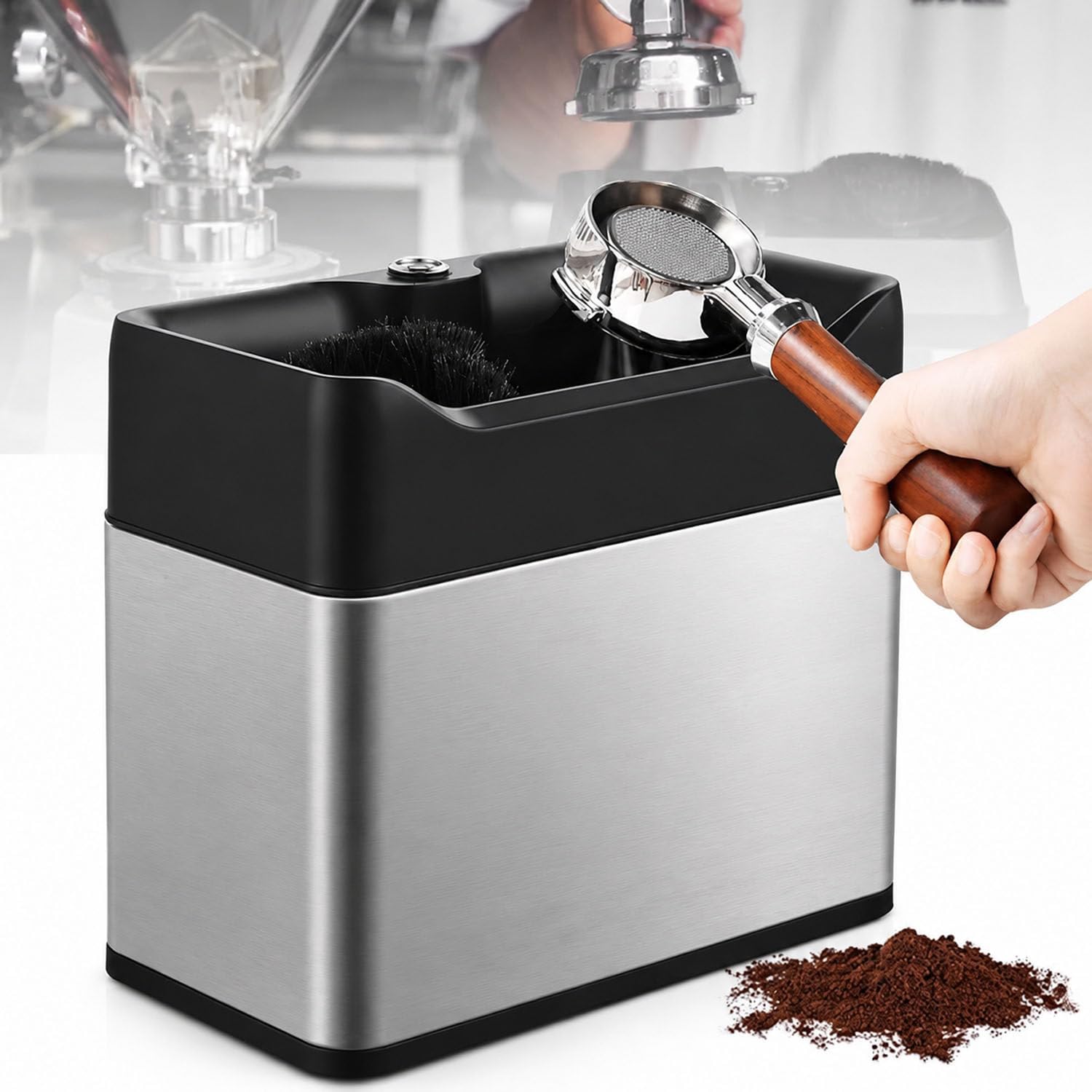 Electric Portafilter Scraper & Cleaning Machine for 58mm Baskets Silver